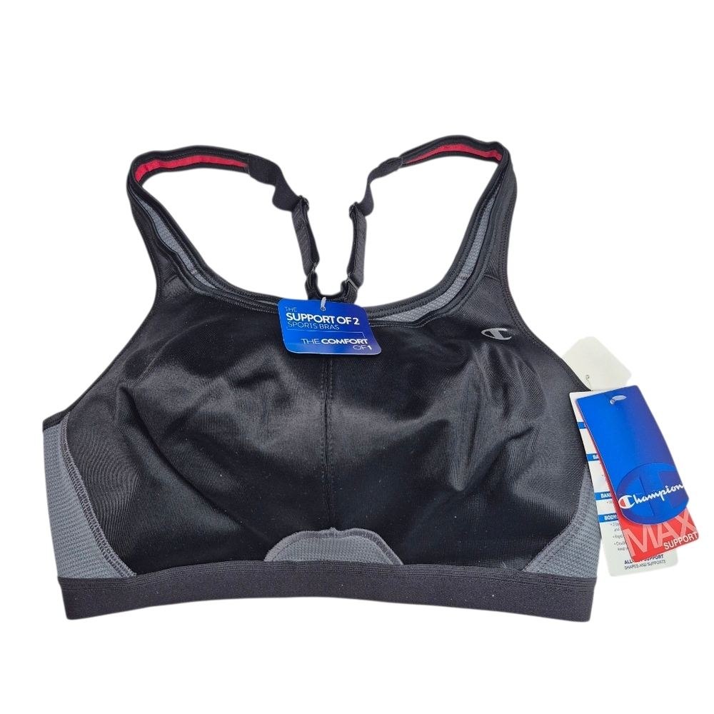 Champion Black and Gray Sports Bra Moisture-Wicking Racerback